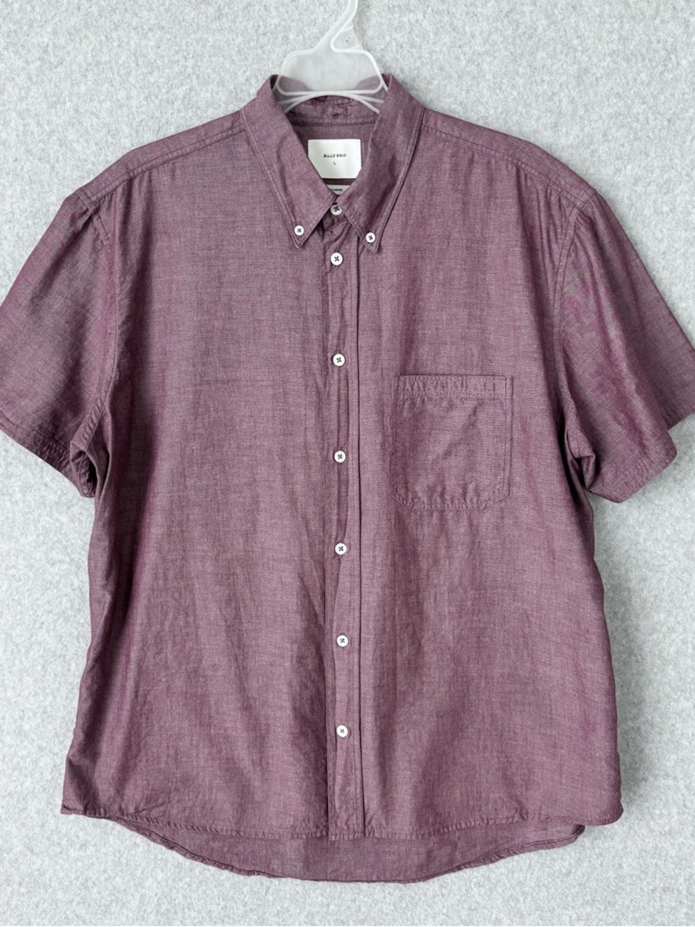 Billy Reid Shirt Mens L  Burgundy Red Short Sleeve Button Down Standard Casual
